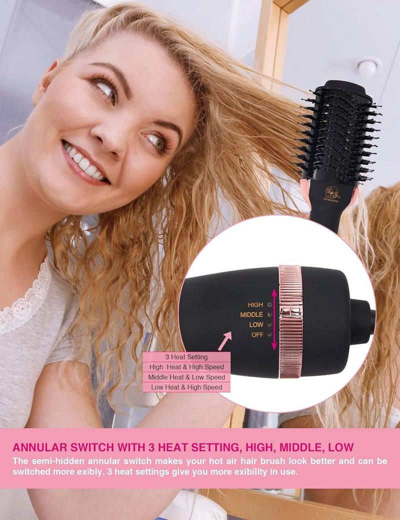 TWOBARCKER Hair Dryer Brush Blow Dryer Brush in One, 4 in 1 Ionic Hair Dryer and Styler Volumizer with Oval Titanium Barrel, Hot Air Straightener for Smooth Frizz-Free Blowout - Image 5